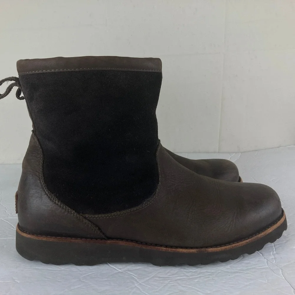 UGG Hannen Waterproof Boots Mens 12 Brown Leather‎ Suede Vibram Sole Shearling